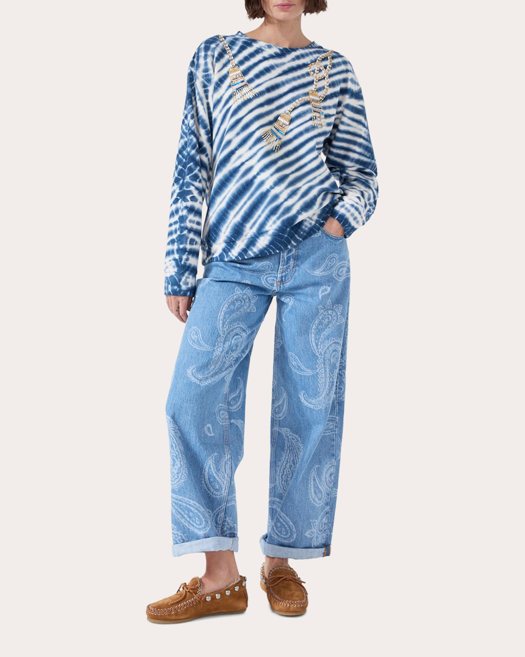 Janis Embellished Printed Cotton Sweatshirt