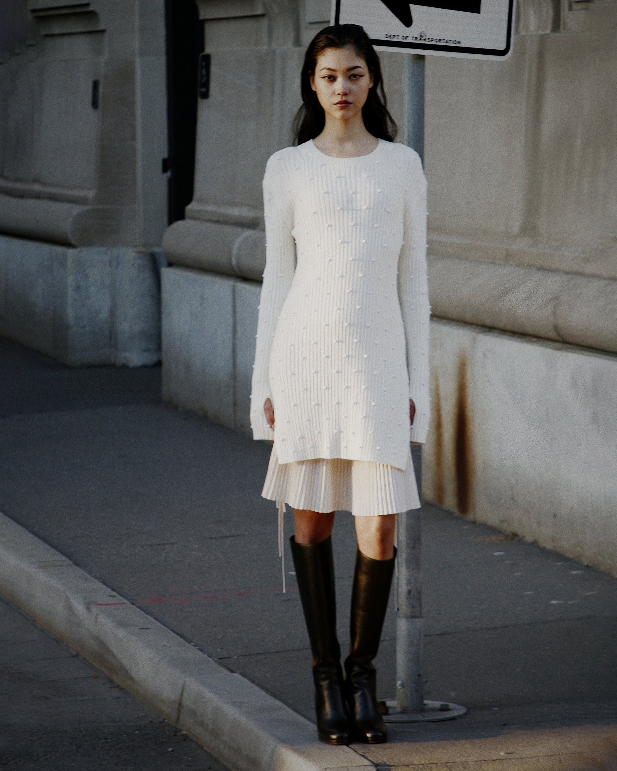 Pleated Satin Skirt