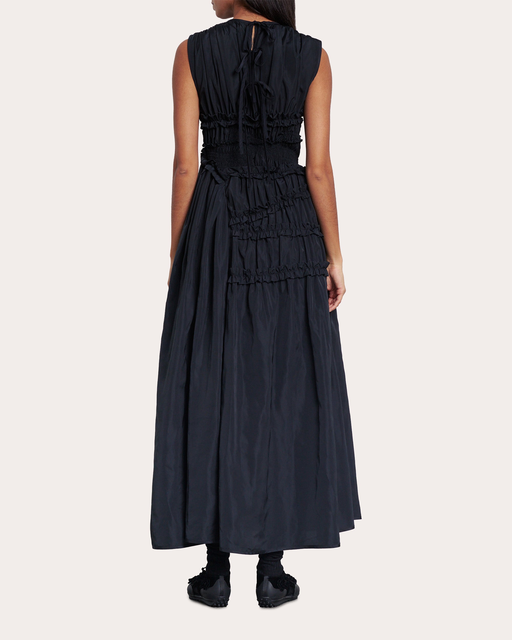 Utopia Smocked Faille Midi Dress