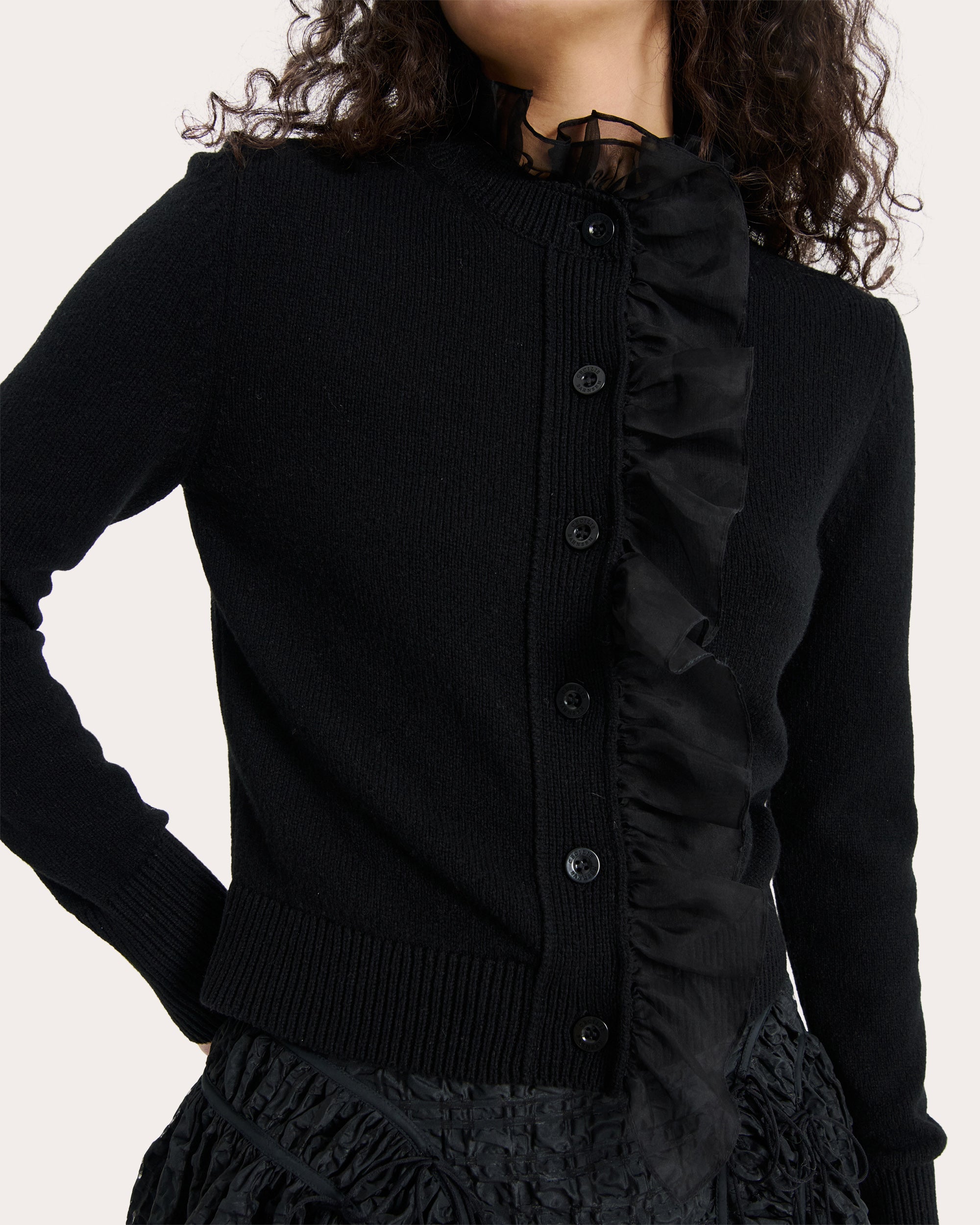 Oscar Ruffled Cashmere-Blend Cardigan