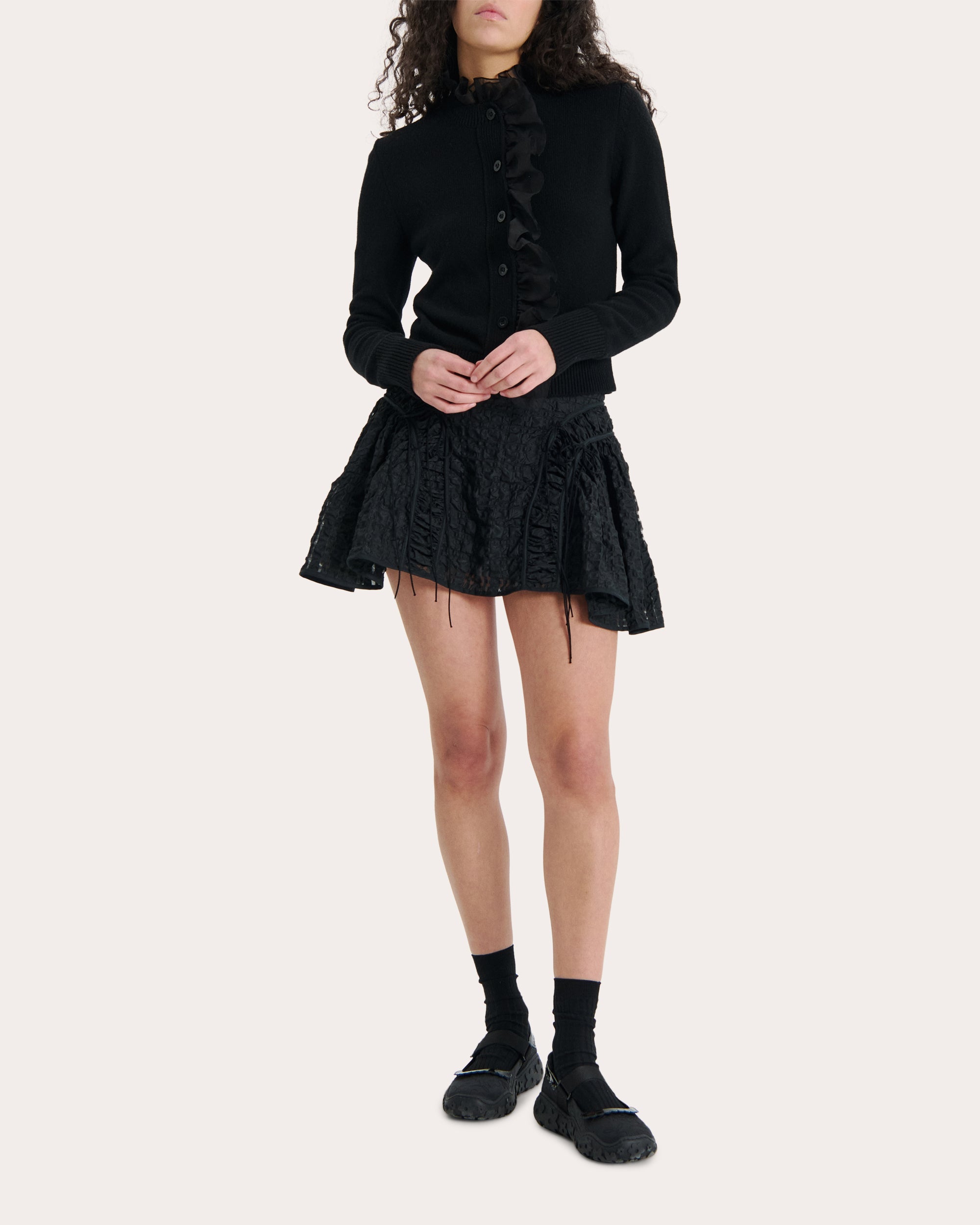 Oscar Ruffled Cashmere-Blend Cardigan
