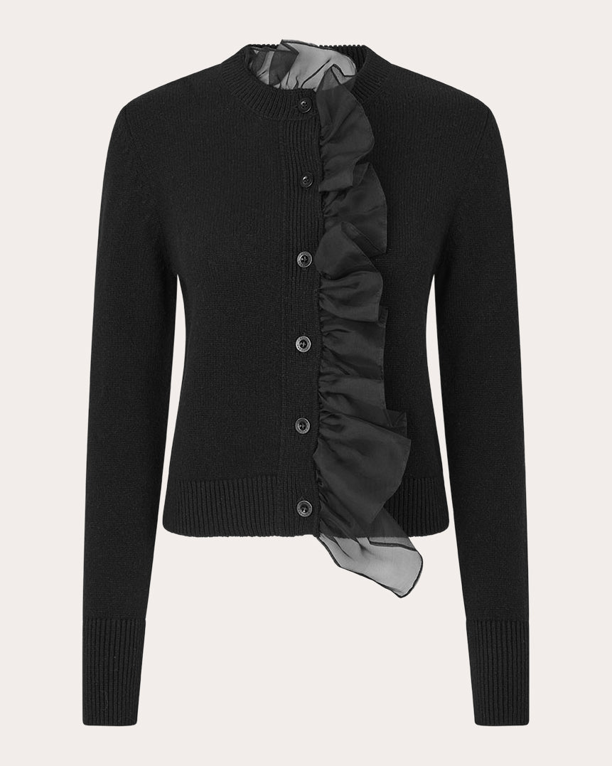 Oscar Ruffled Cashmere-Blend Cardigan