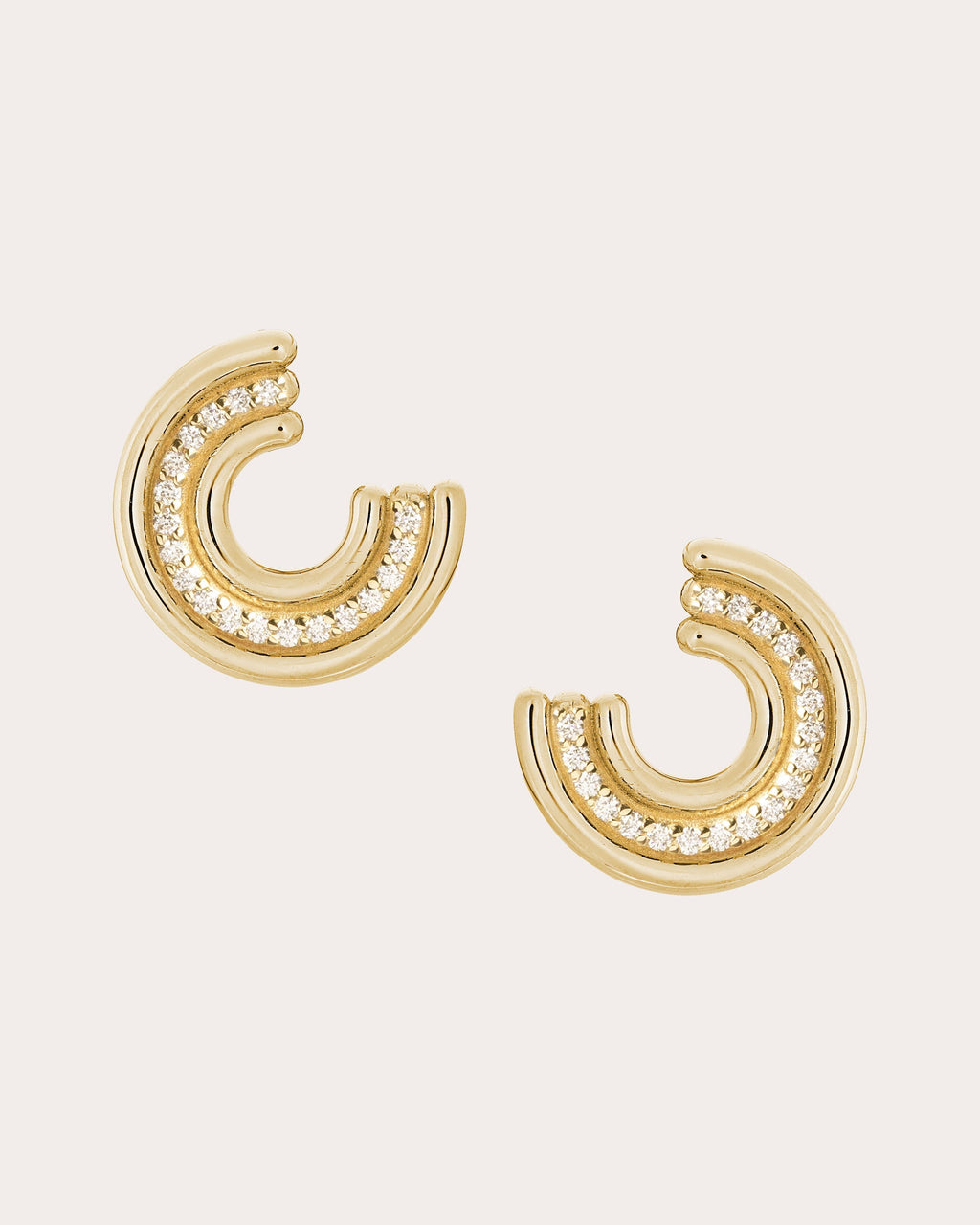 Midi Revival 14K Gold Diamond Stud Earrings