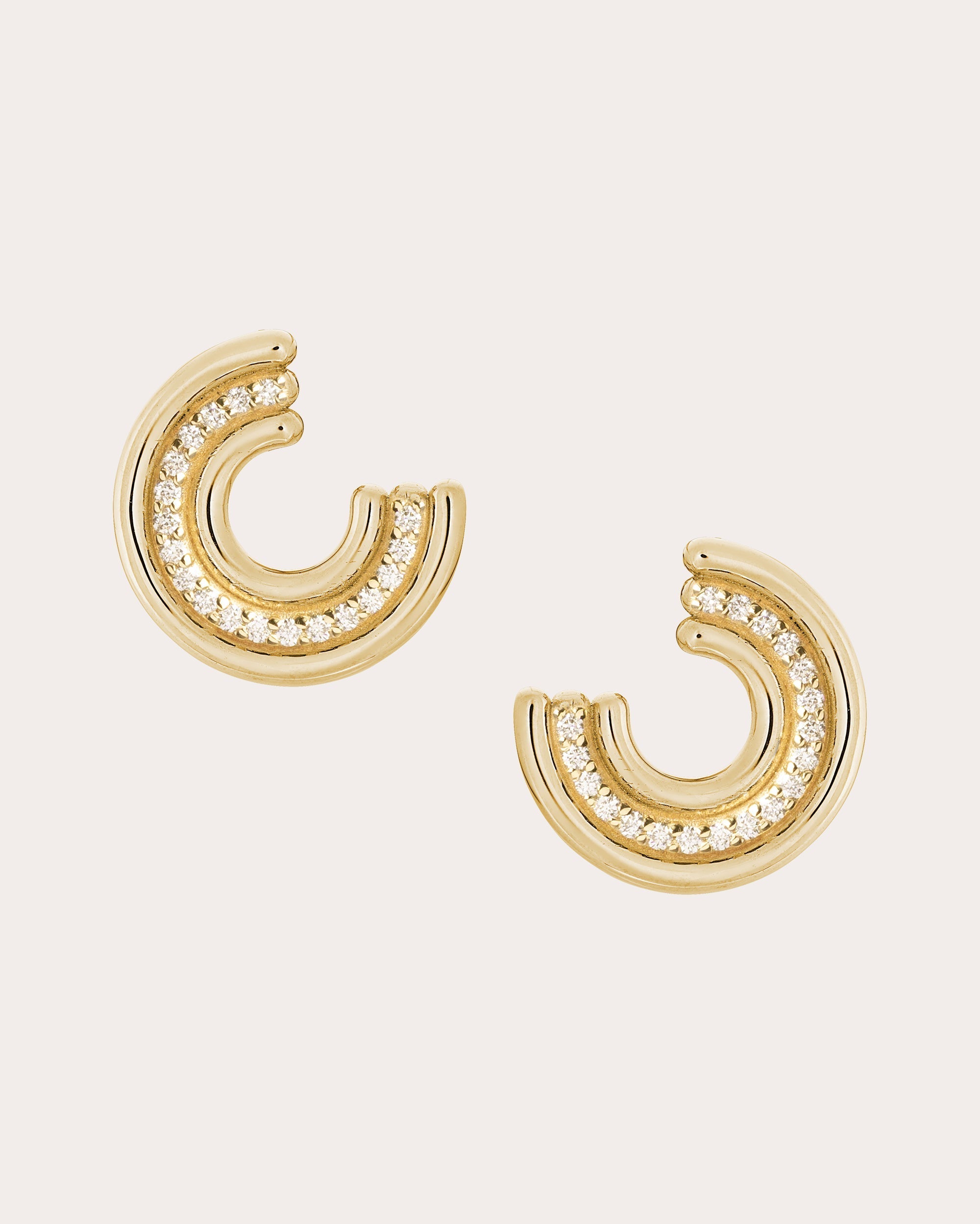 Midi Revival 14K Gold Diamond Stud Earrings