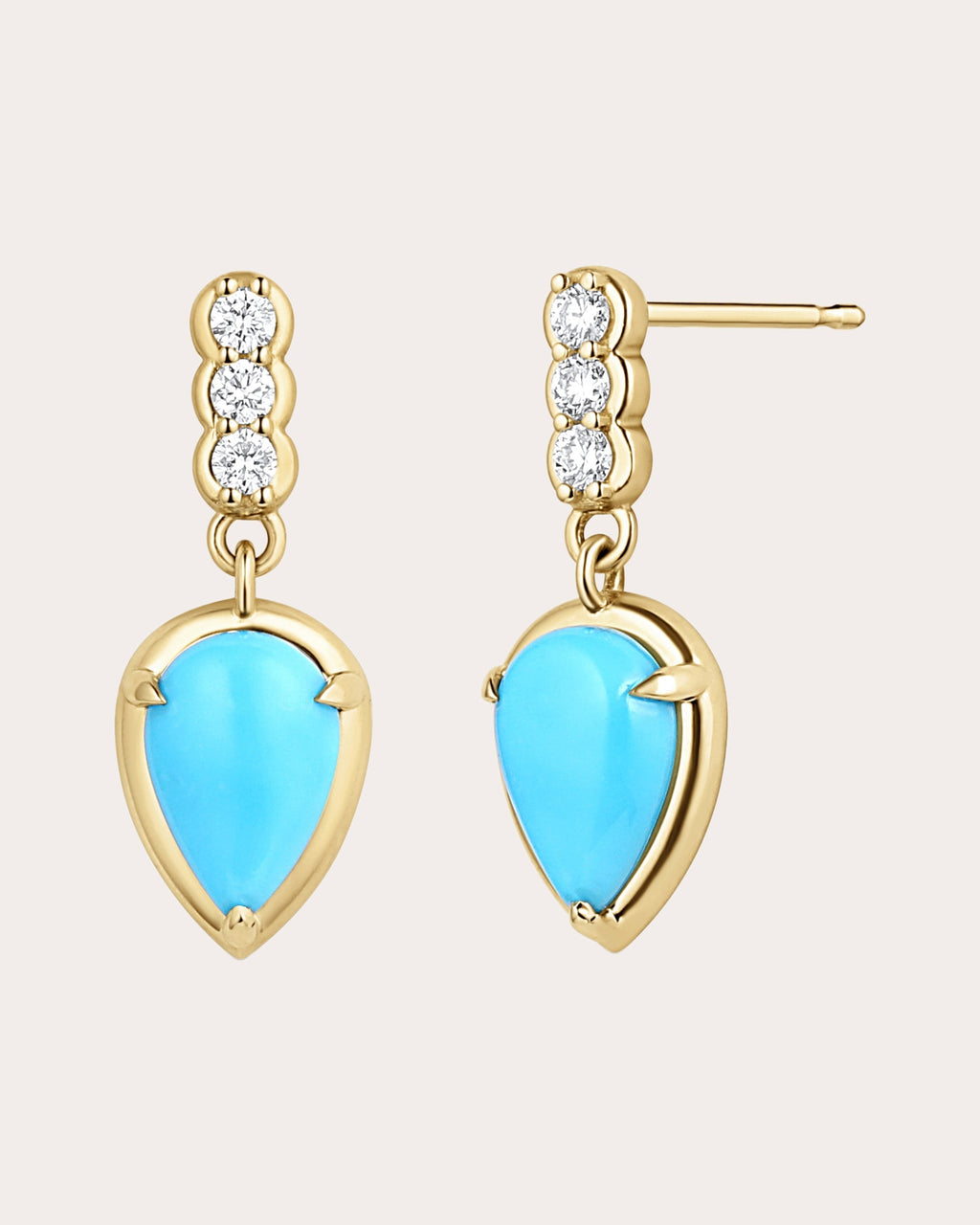 Palace 14K Gold Turquoise and Diamond Earrings