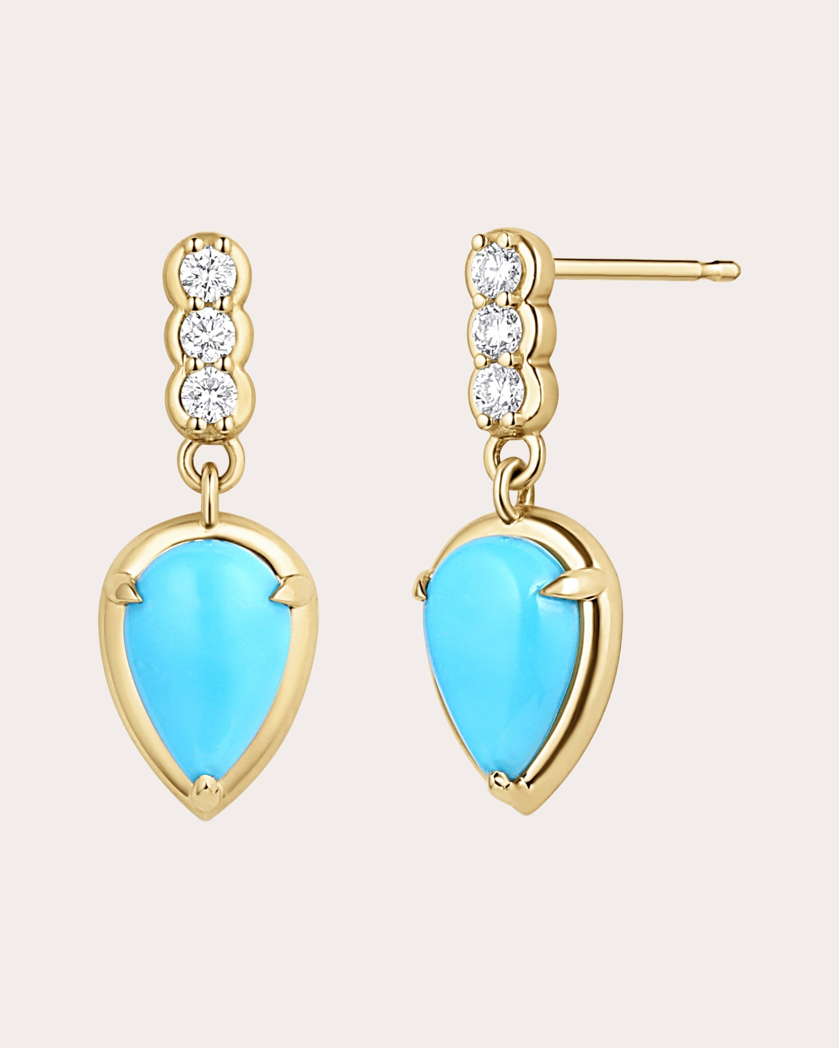 Palace 14K Gold Turquoise and Diamond Earrings