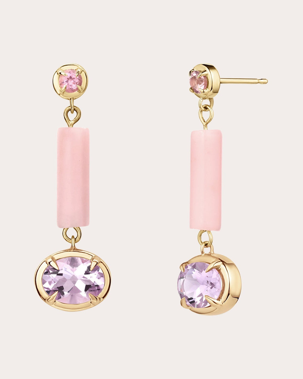 Pink Opal & 14k Gold Palace Drop Earrings