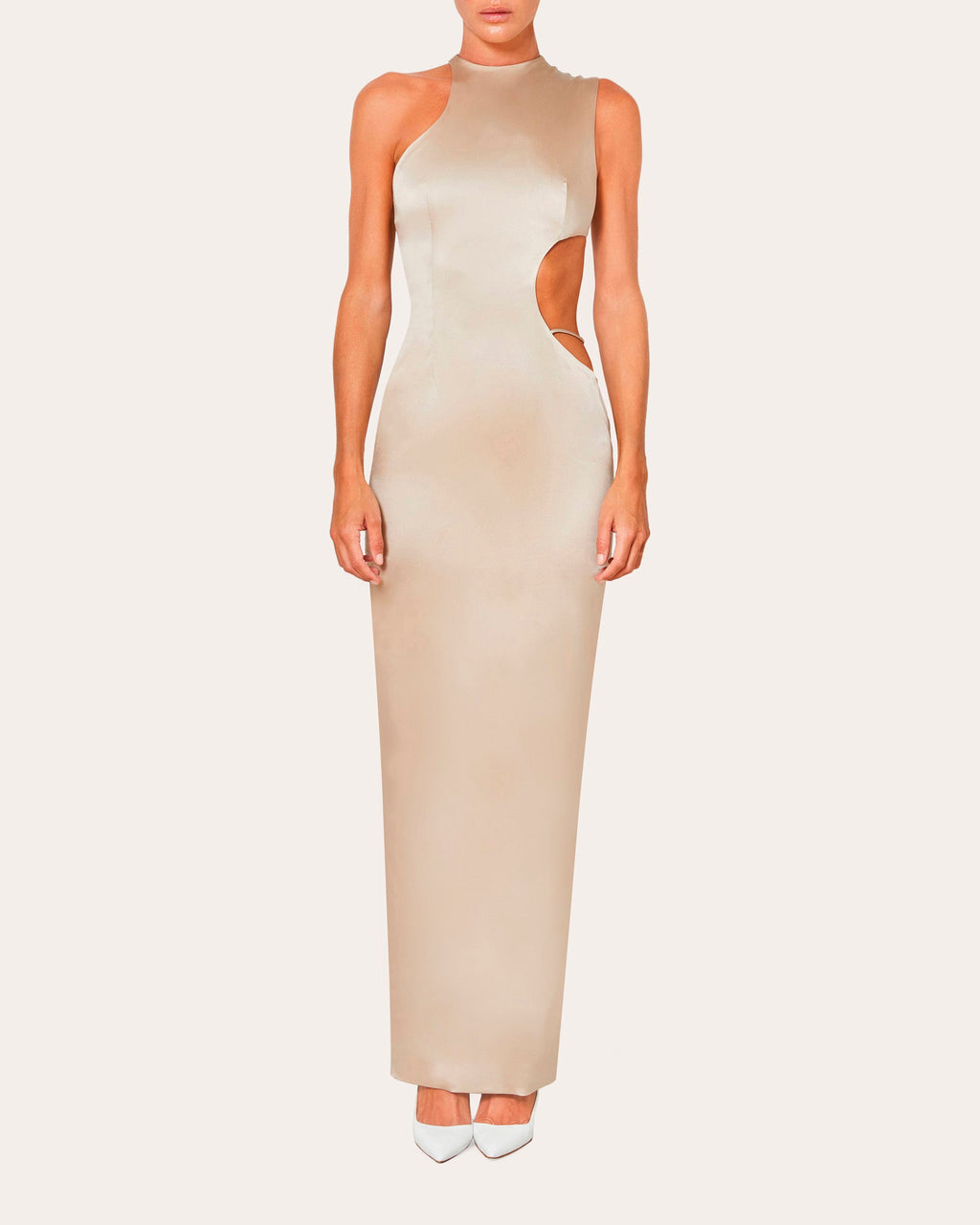 Cutout Stretch-Silk Halterneck Gown
