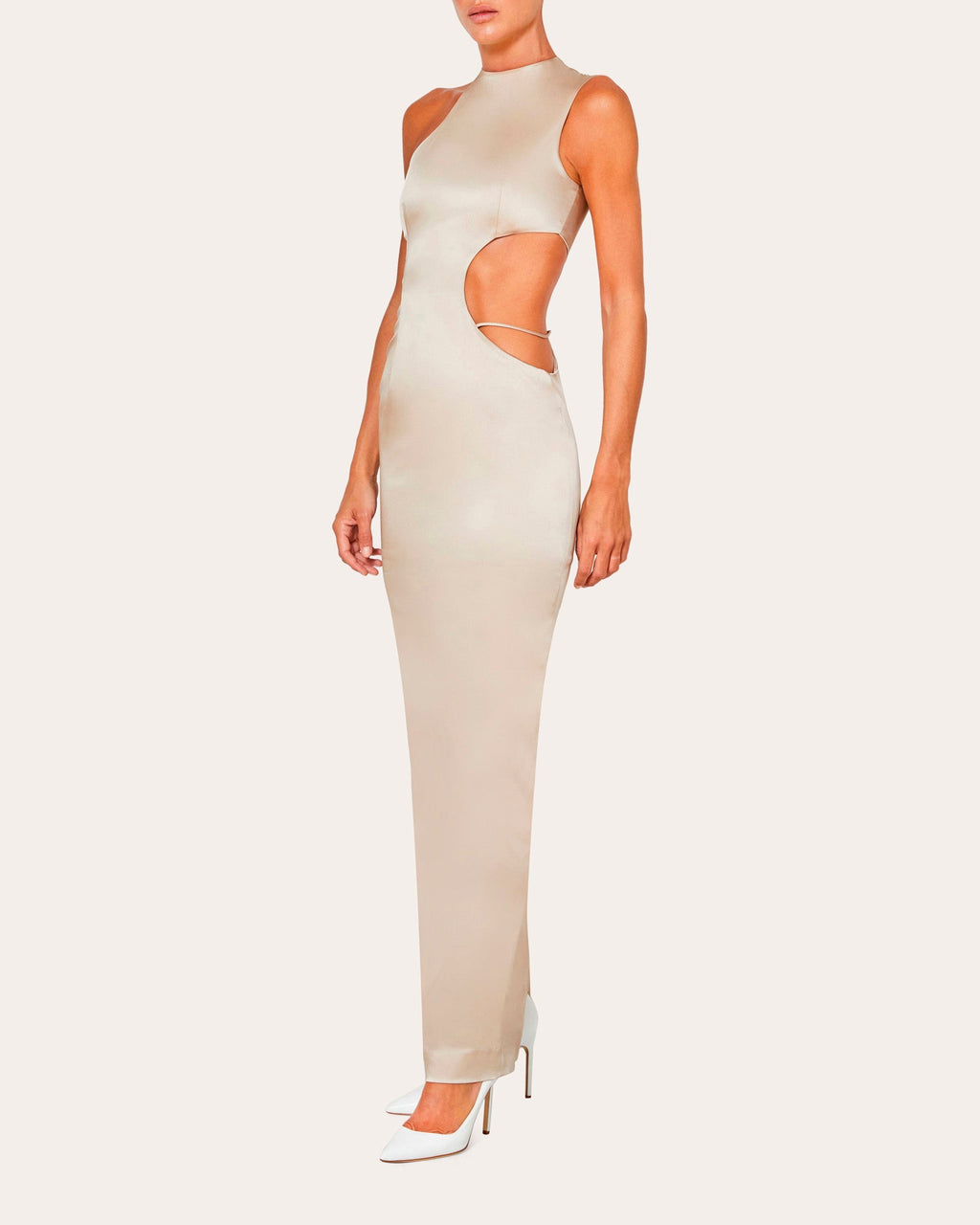 Cutout Stretch-Silk Halterneck Gown