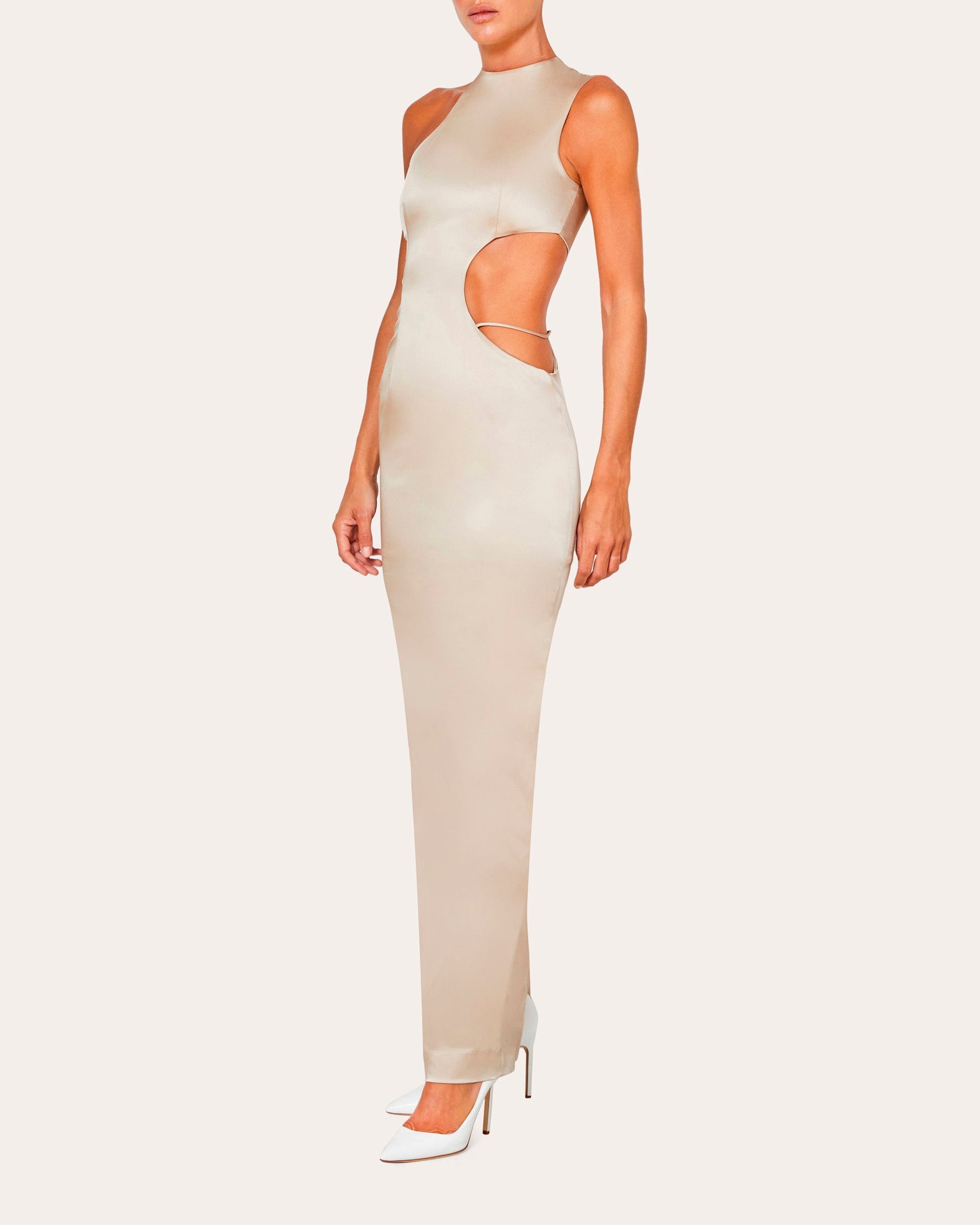 Cutout Stretch-Silk Halterneck Gown