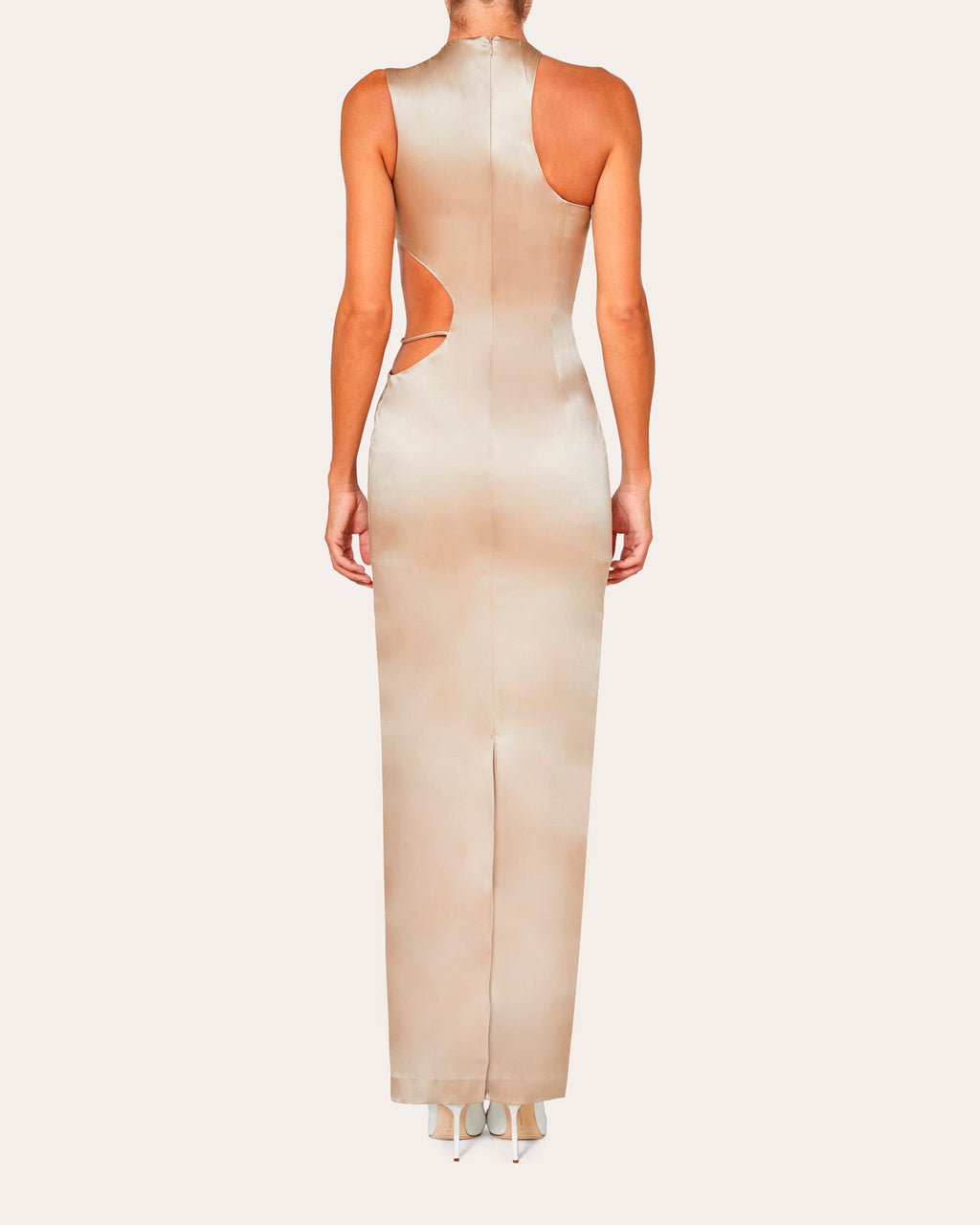 Cutout Stretch-Silk Halterneck Gown
