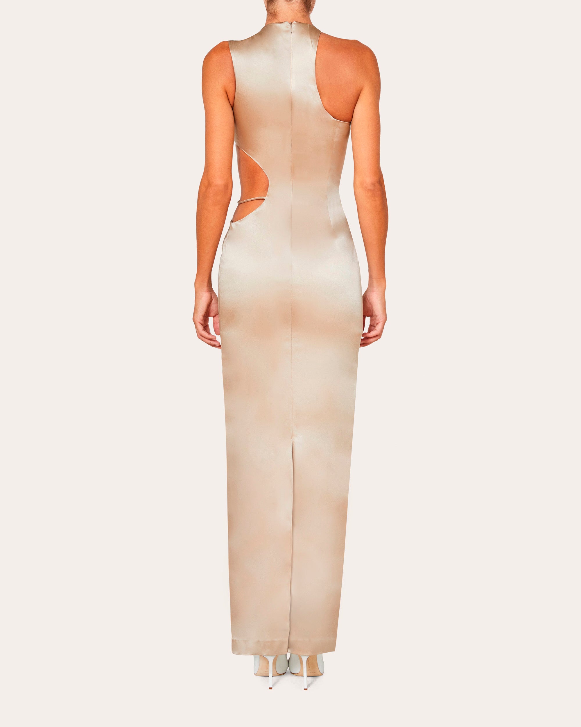 Cutout Stretch-Silk Halterneck Gown
