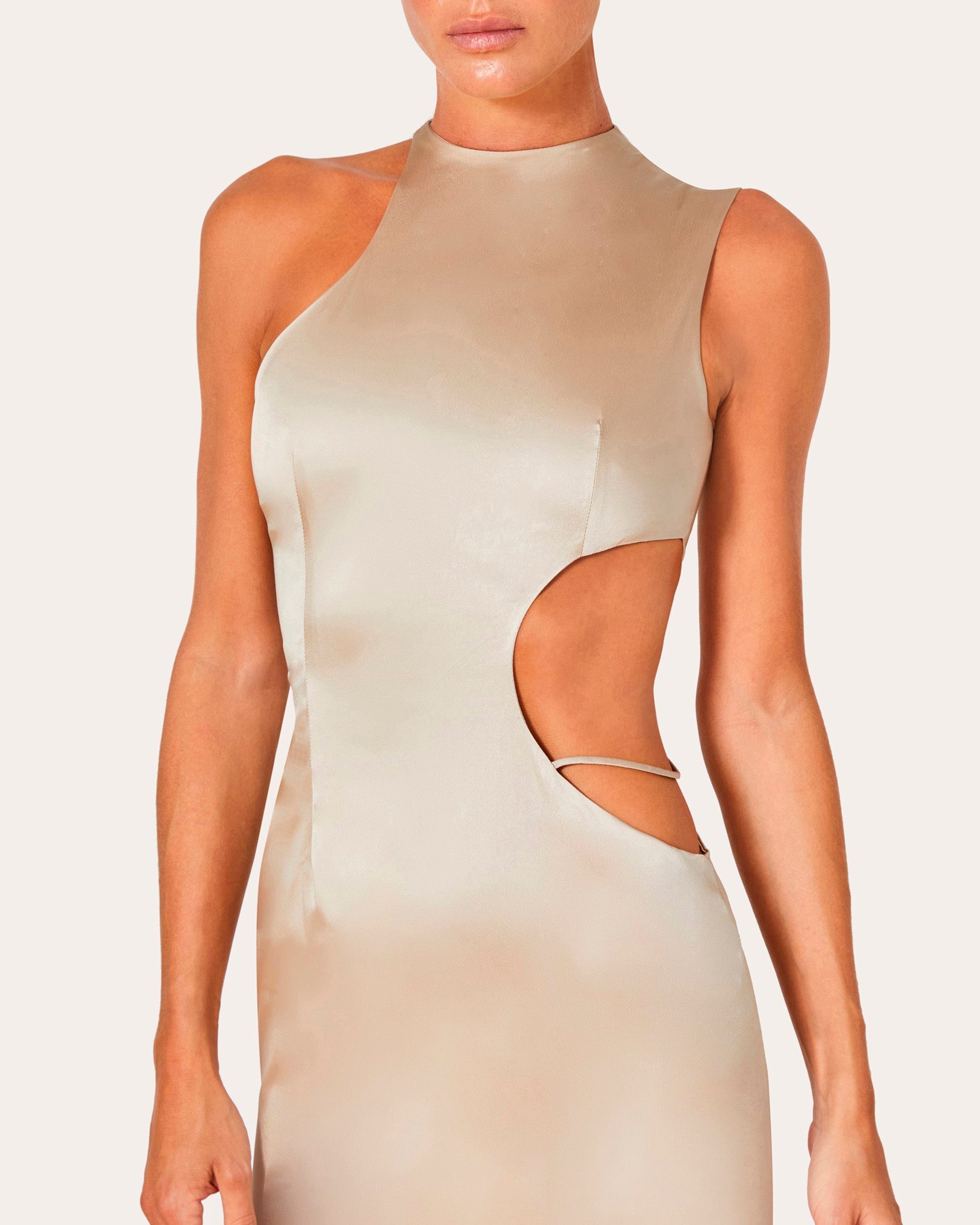 Cutout Stretch-Silk Halterneck Gown