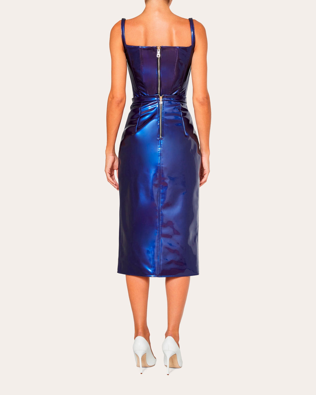 High-Waisted Patent-Vinyl Midi Skirt