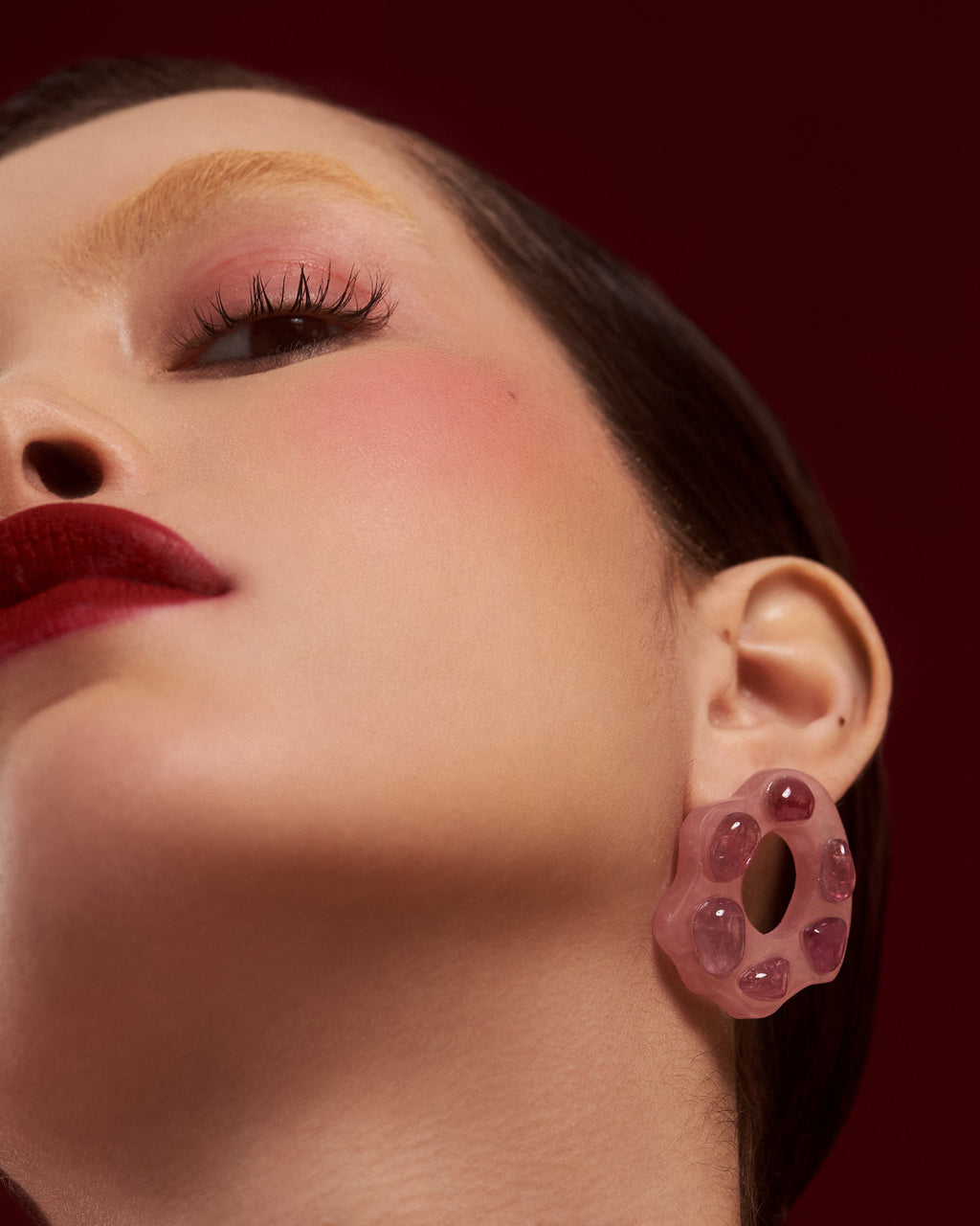 Donut 18K Gold Opal Rubellite and Diamond Earrings