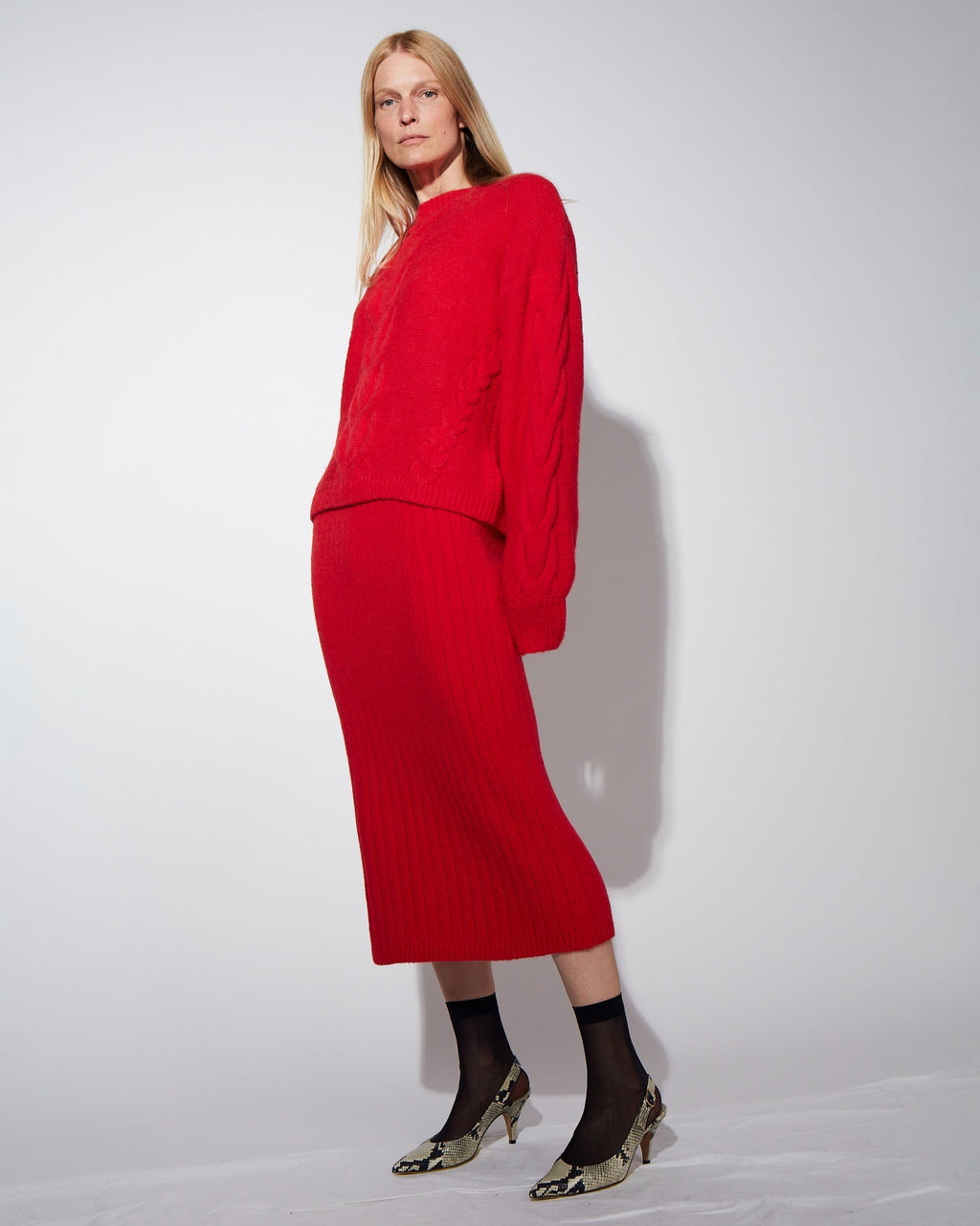 Pia Ribbed Alpaca-Blend Midi Skirt