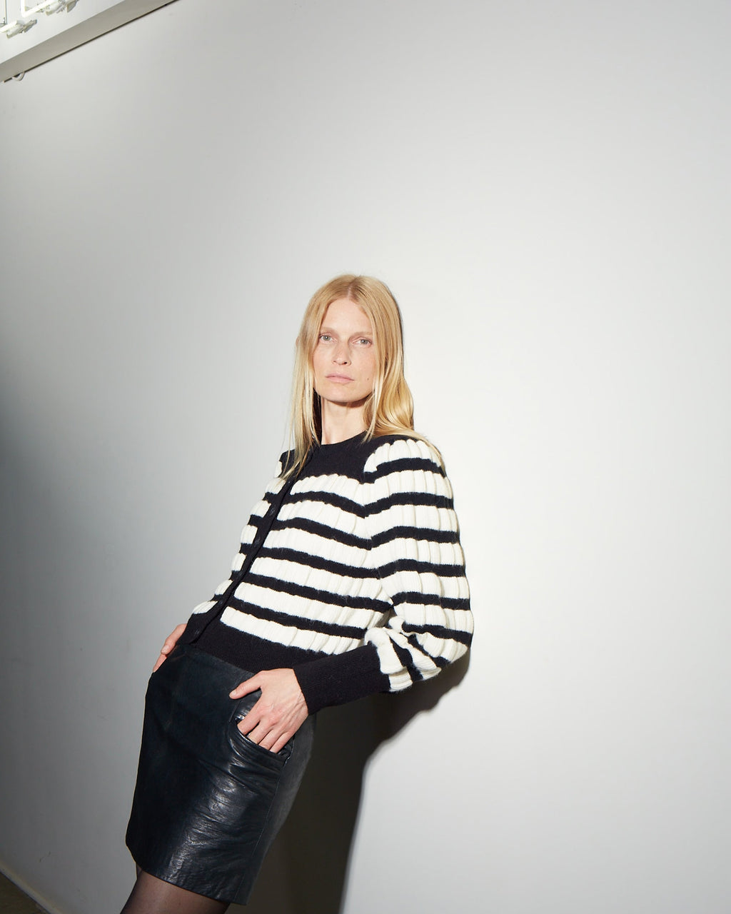 Anna Cropped Seersucker-Knit Alpaca-Blend Cardigan
