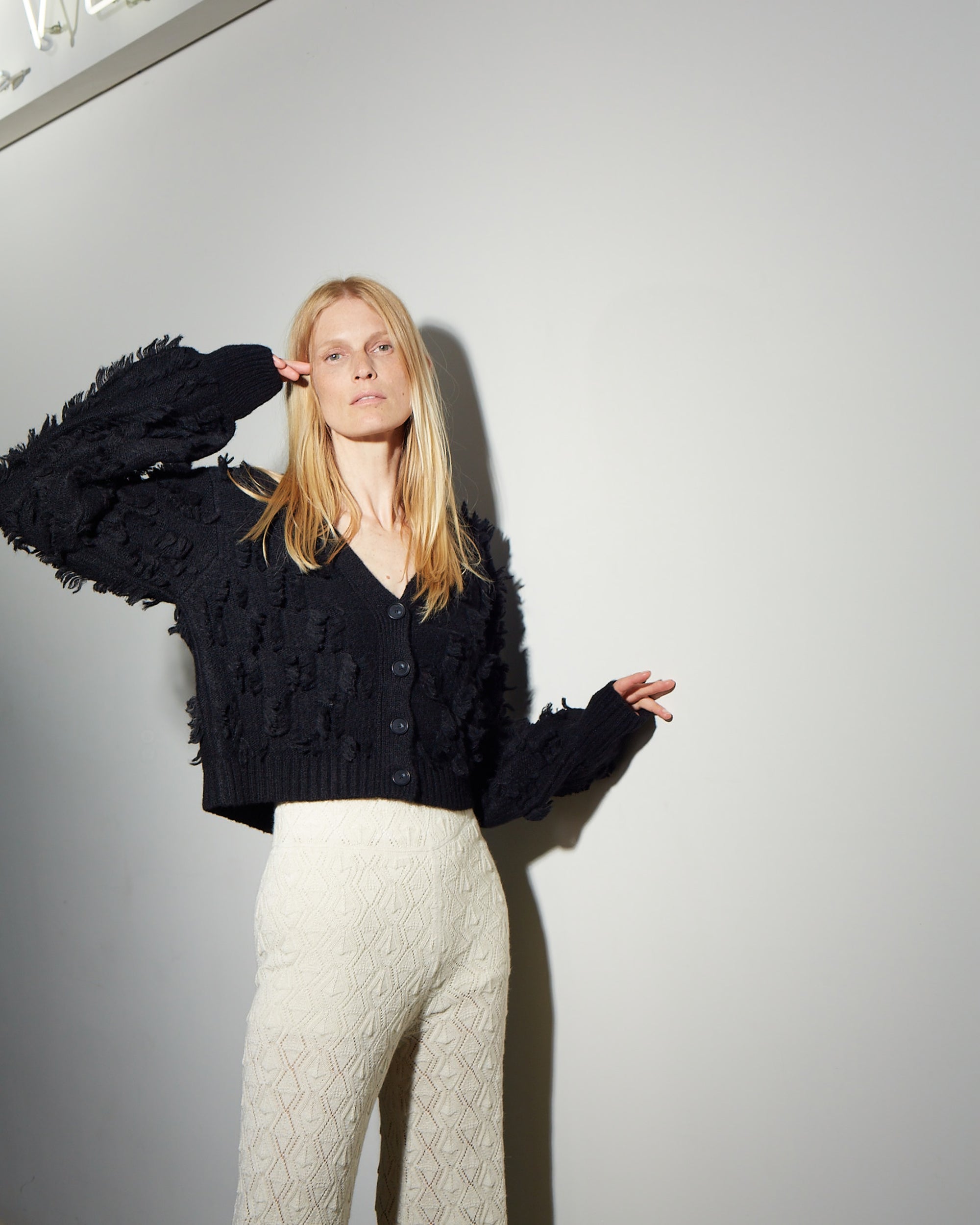 Luella Cropped Fringed Alpaca-Blend Cardigan