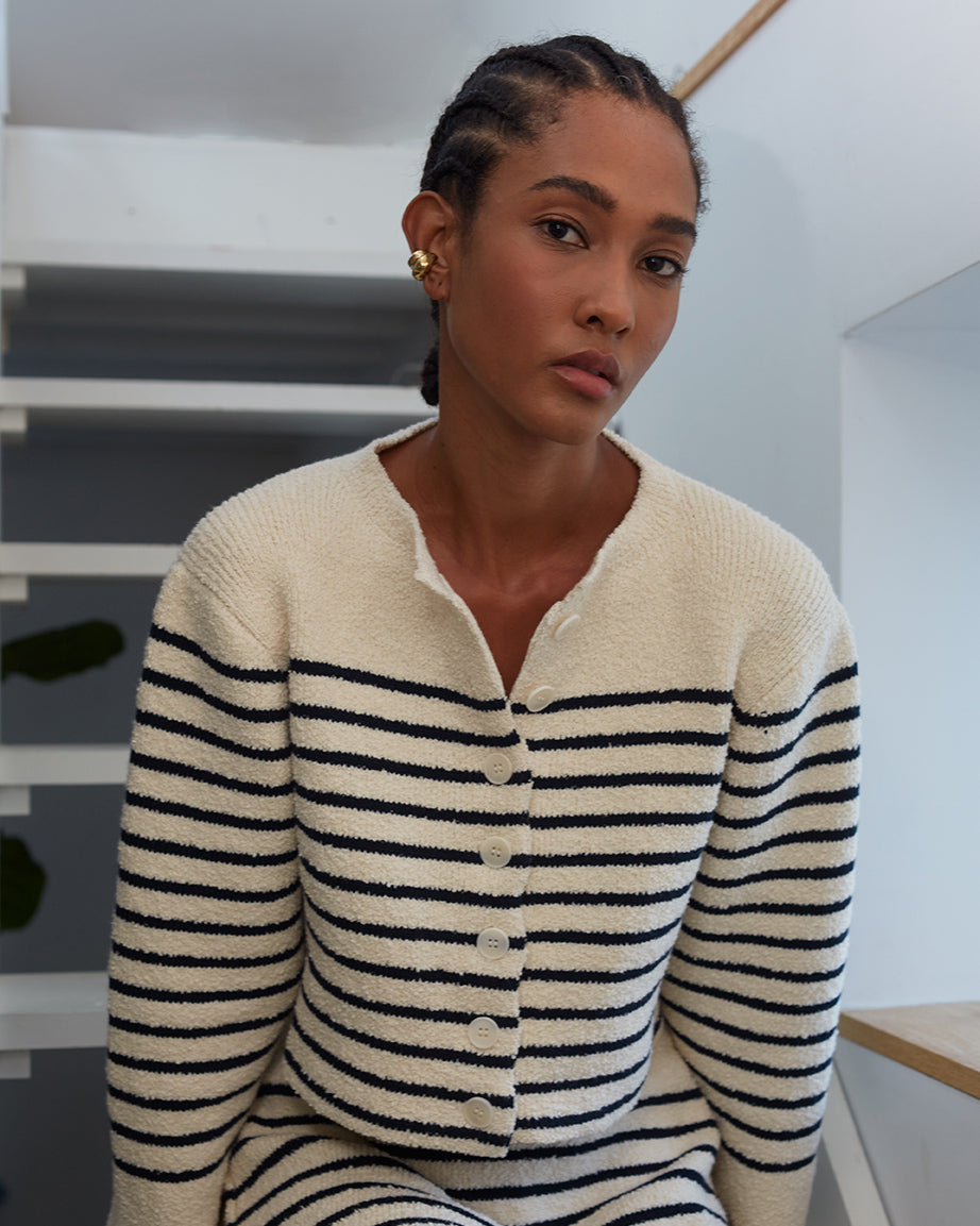 Iris Striped Cotton Bouclé-Knit Mini Skirt