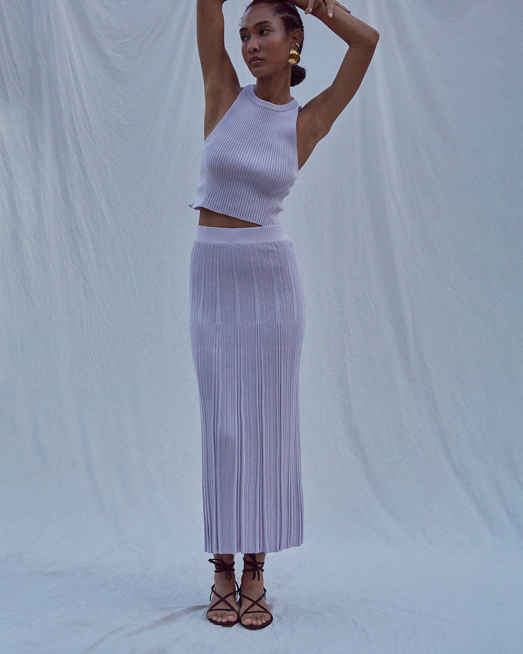 Sally Ribbed Cotton-Blend Midi Skirt