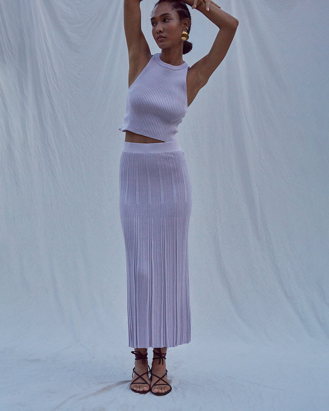 Sally Ribbed Cotton-Blend Midi Skirt