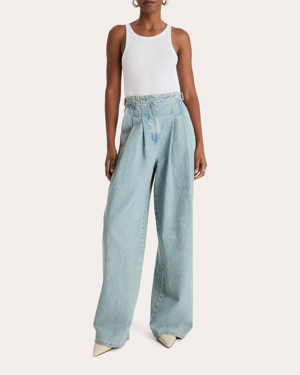 Tribeca Pleated Denim Barrel Jeans