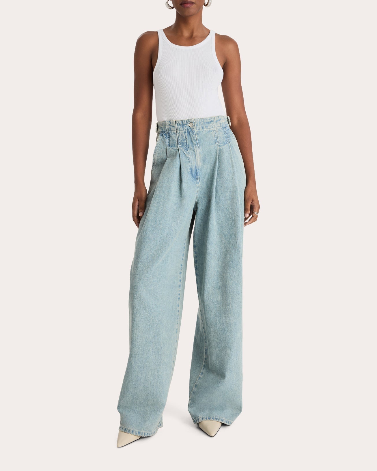 Tribeca Pleated Denim Barrel Jeans