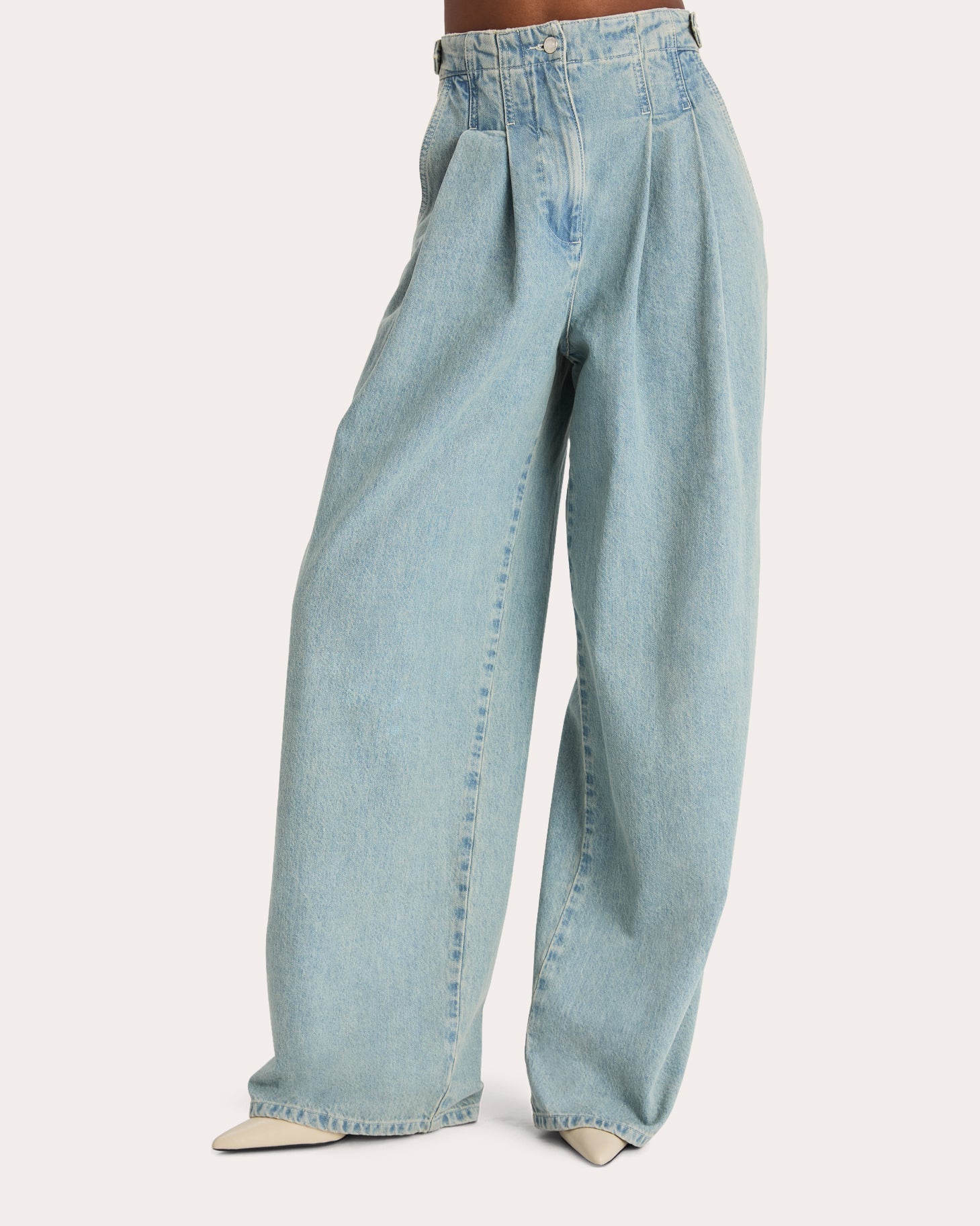Tribeca Pleated Denim Barrel Jeans