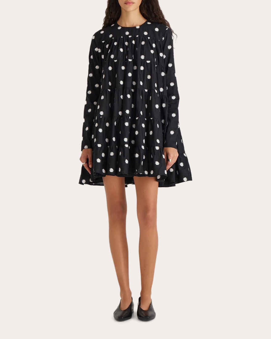 Soliman Embroidered Cotton Voile Tiered Mini Dress