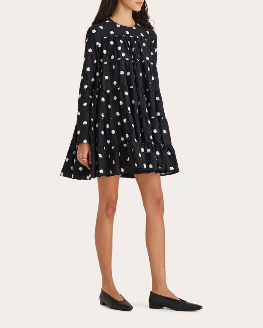 Soliman Embroidered Cotton Voile Tiered Mini Dress