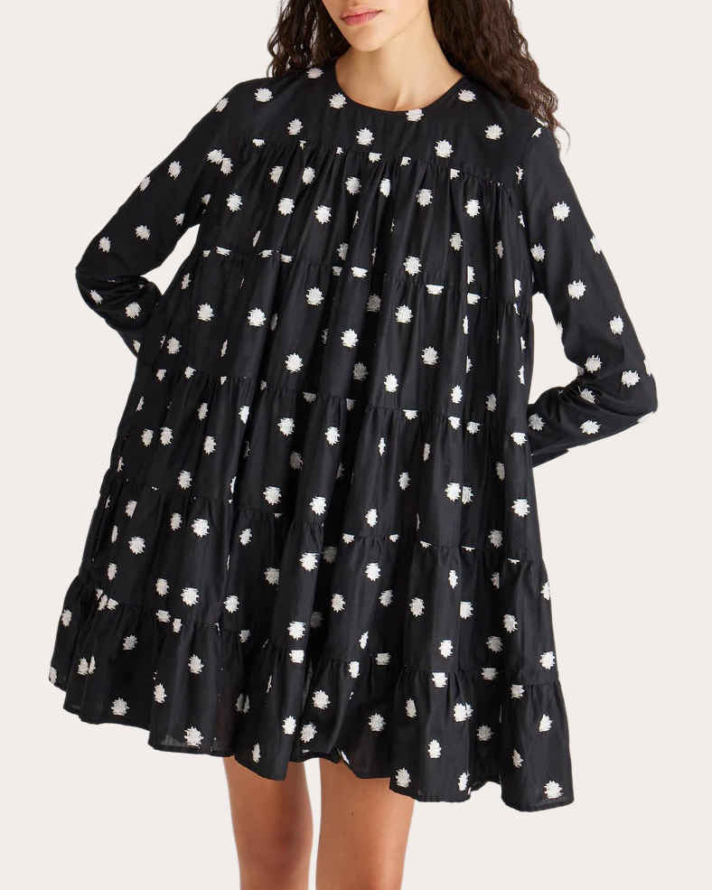 Soliman Embroidered Cotton Voile Tiered Mini Dress