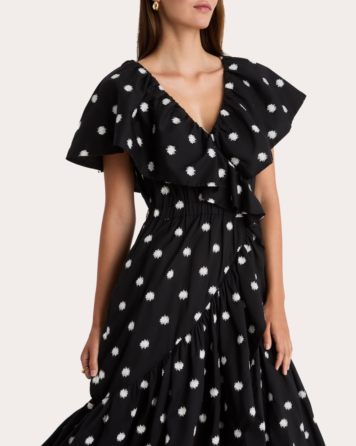 Loris Embroidered Cotton Voile Ruffle High-Low Dress