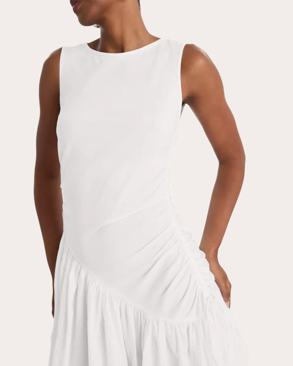 Isolde Jersey Voile Gathered Drop-Waist Dress