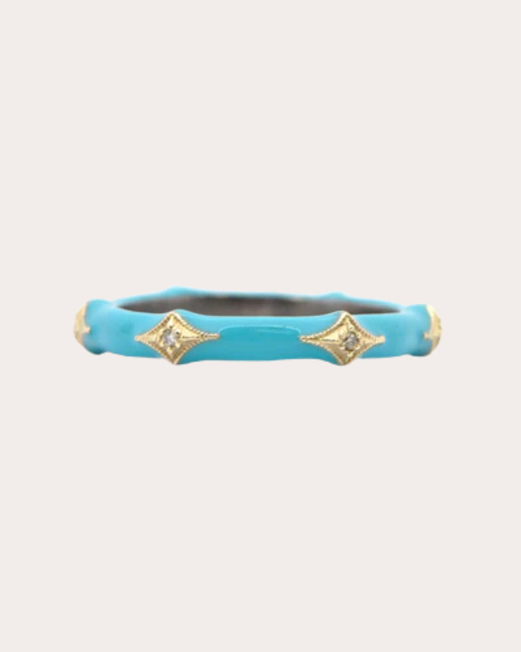 Sterling Silver 18K Gold Enamel and Diamond Stackable Ring
