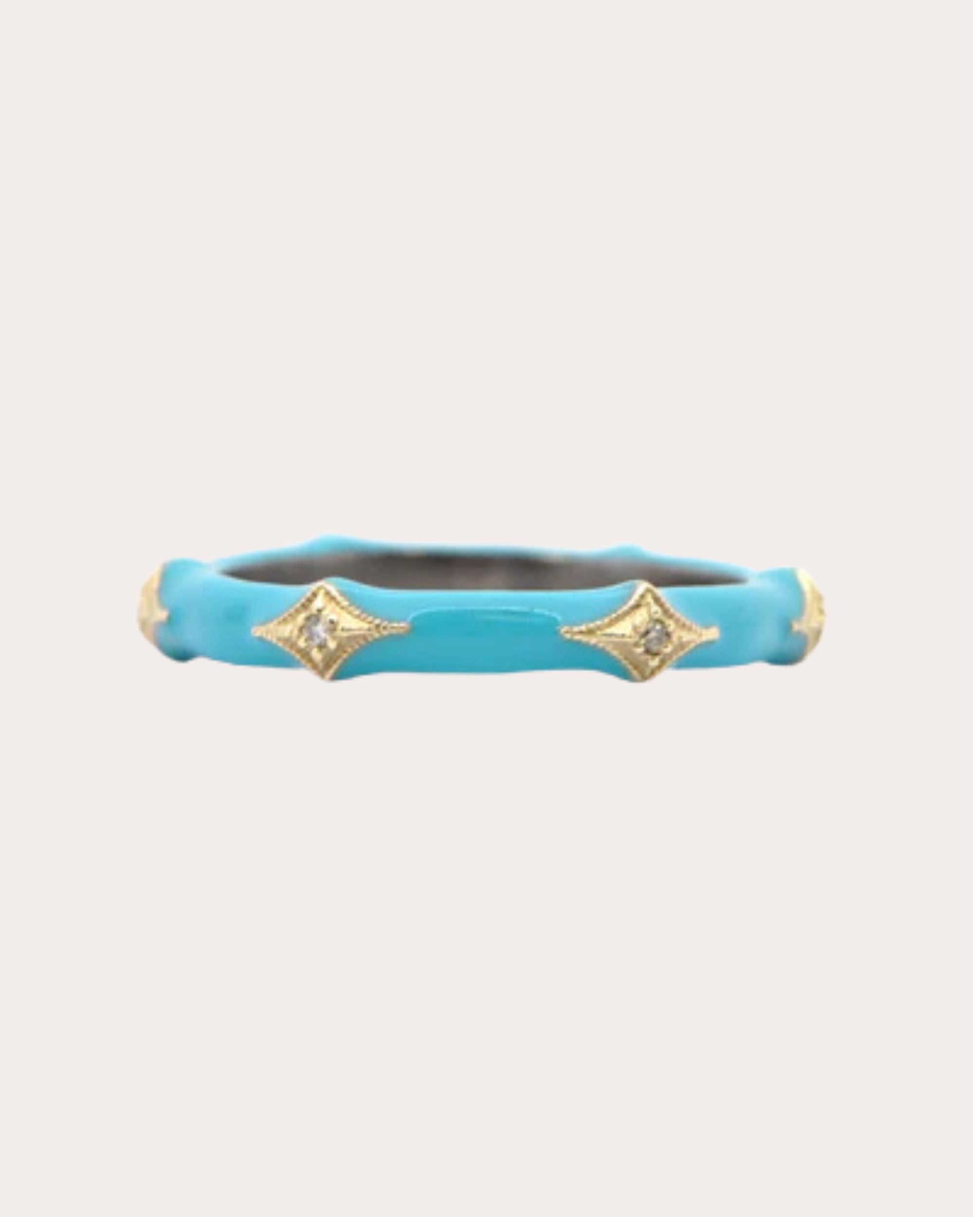 Sterling Silver 18K Gold Enamel and Diamond Stackable Ring