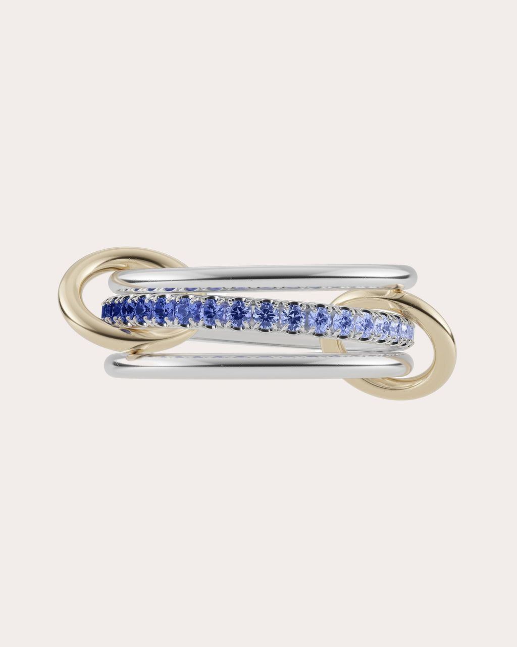 Tigris 18K Gold Sterling Silver Ombré Sapphire Linked Rings