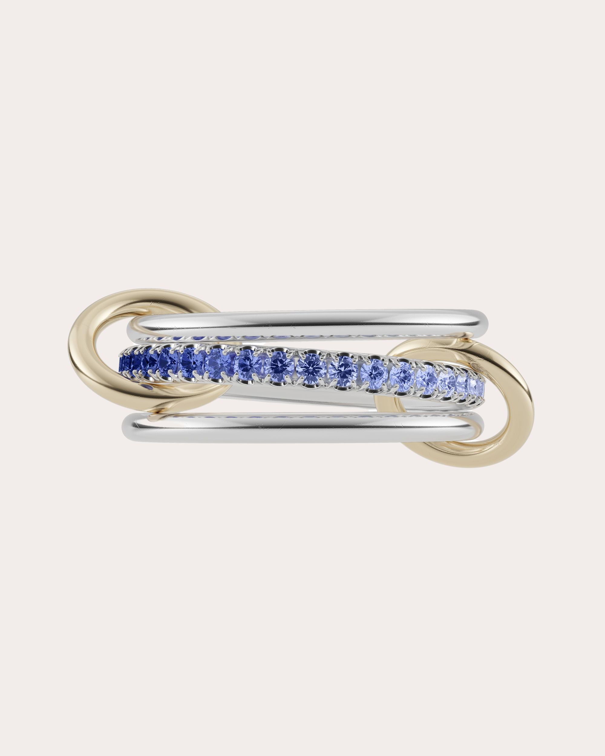 Tigris 18K Gold Sterling Silver Ombré Sapphire Linked Rings
