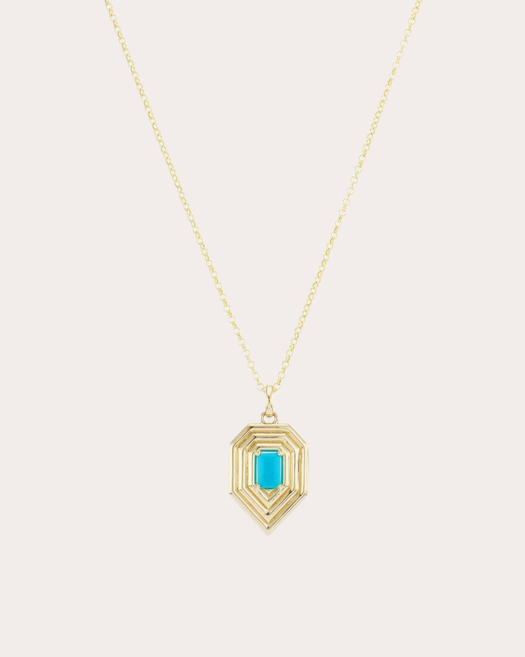 Revival 14K Gold Turquoise Teardrop Pendant Necklace