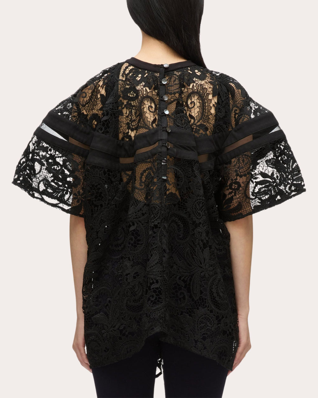 Asymmetric Paneled Lace Top