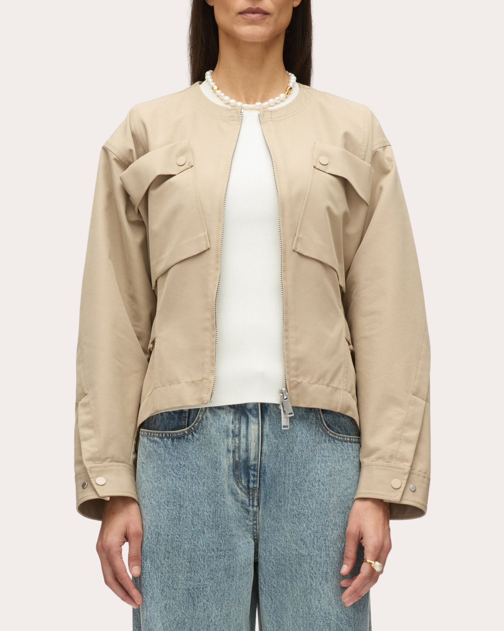 Gathered Techno Cotton-Blend Cargo Jacket