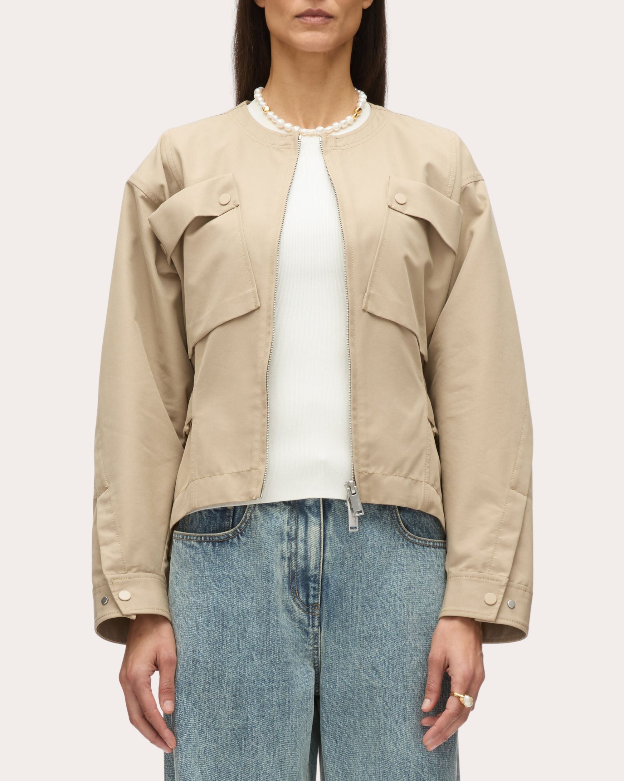 Gathered Techno Cotton-Blend Cargo Jacket