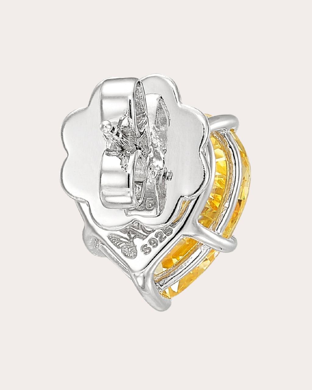 Heart 18K Gold and Rhodium Vermeil Lab-Grown Diamond Stud Earrings