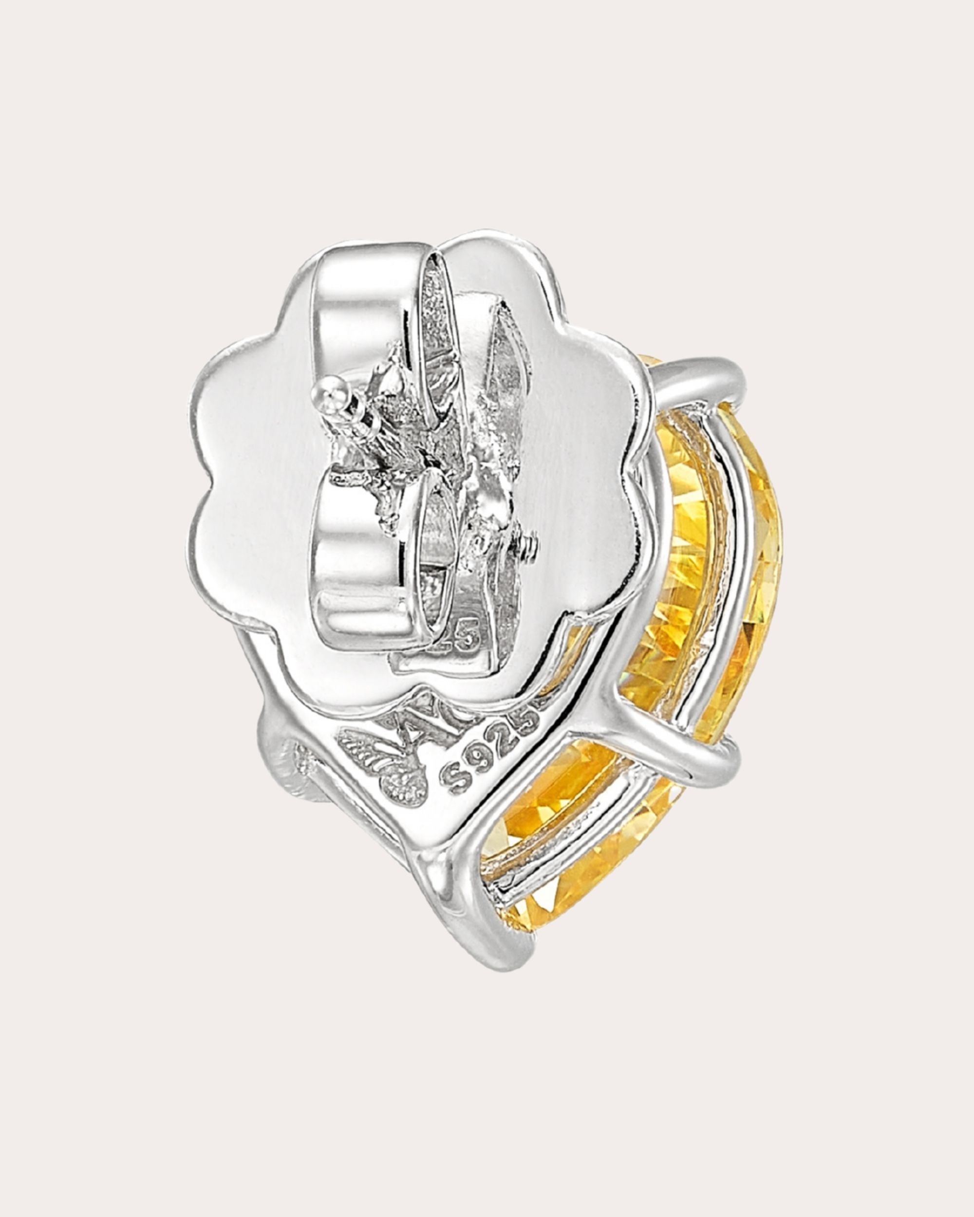 Heart 18K Gold and Rhodium Vermeil Lab-Grown Diamond Stud Earrings