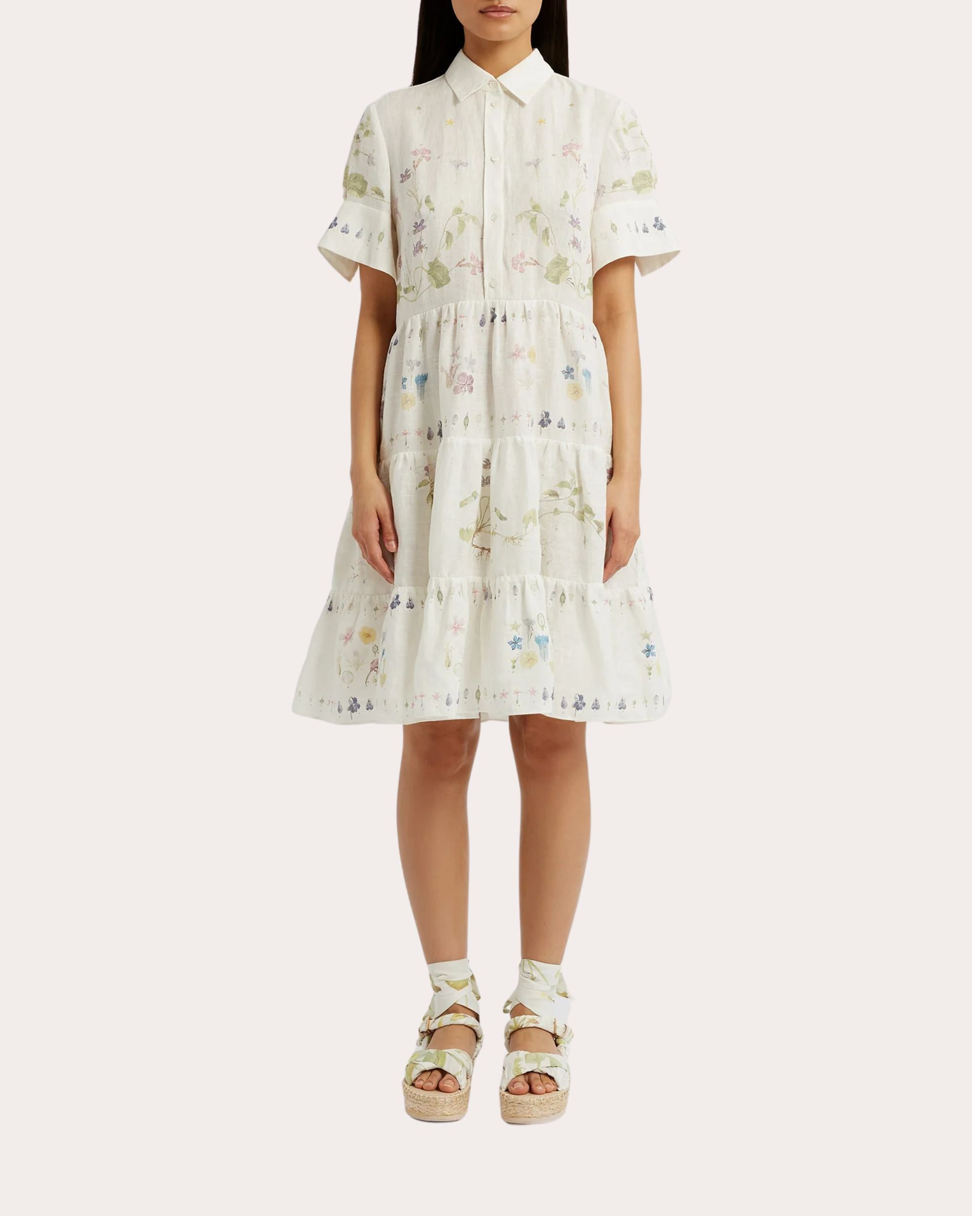 Floral Print Linen Mini Dress