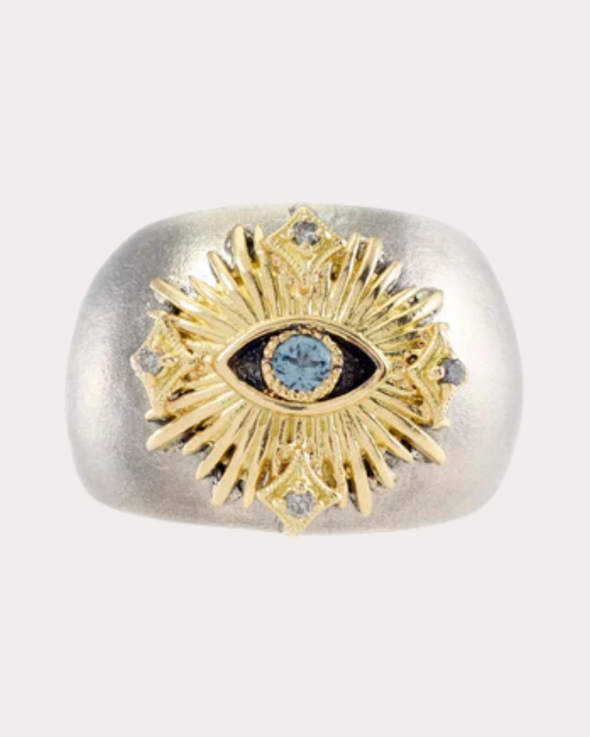 Evil Eye Sterling Silver 18K Gold Spinel and Diamond Ring