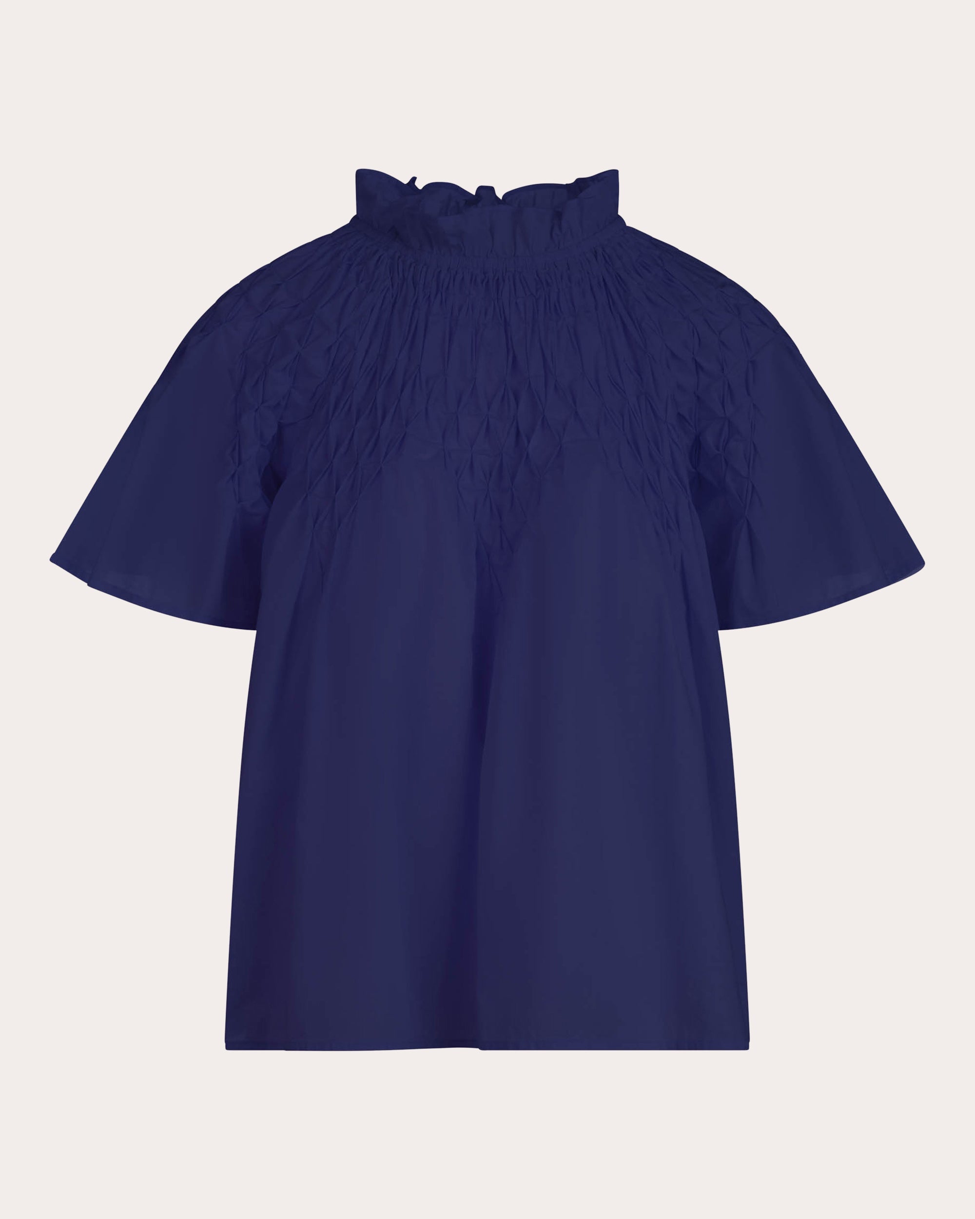 Bejart Ruffle-Trimmed Smocked Cotton Top