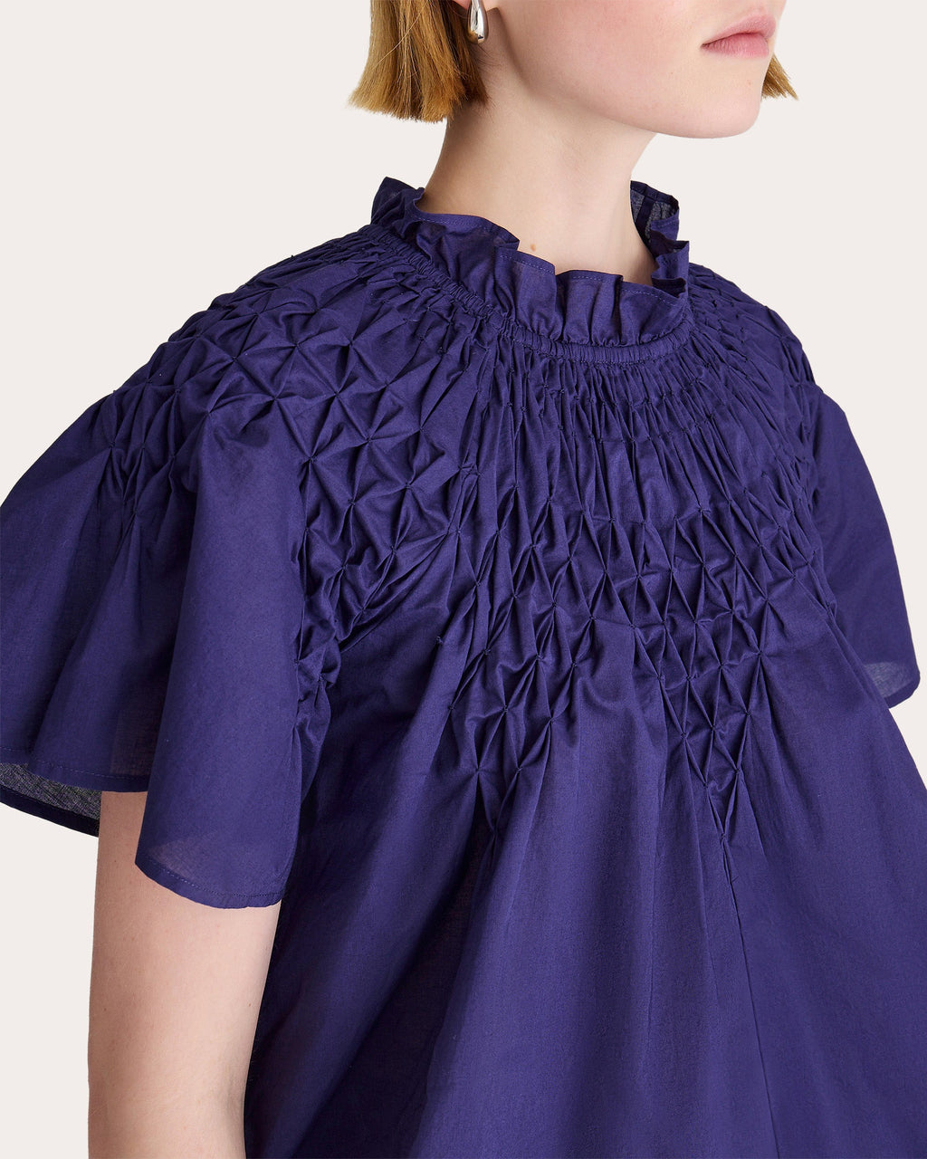 Bejart Ruffle-Trimmed Smocked Cotton Top