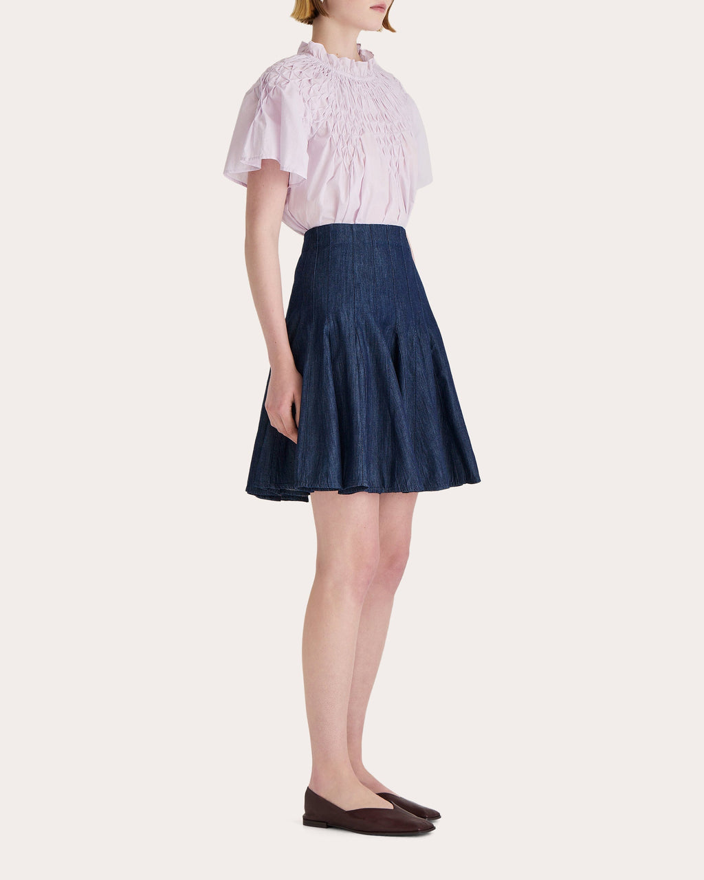 Mika Pleated Denim Mini Skirt