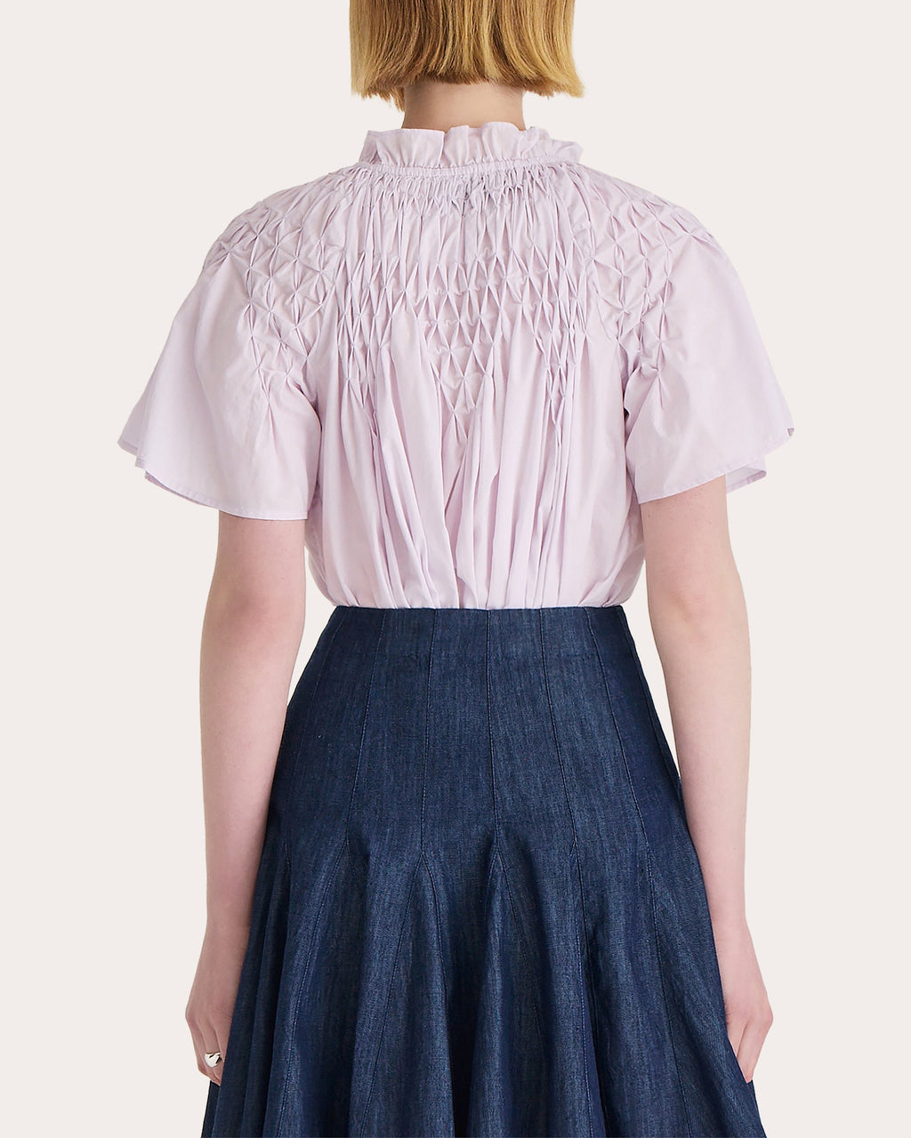 Bejart Ruffle-Trimmed Smocked Cotton Top