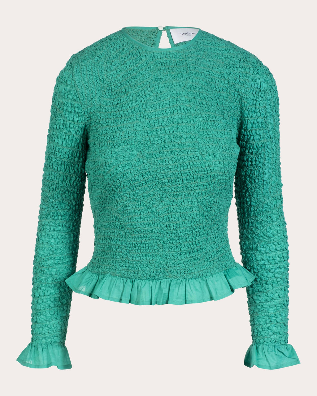 Verdure Ruffle Trimmed Smocked Voile Top